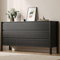 CHUWELL Dresser for Bedroom, 63" Wide Mid Century Modern Chest of Drawers with 9 Large Storage Space and 4 Solid Wood Cylindrical Legs, 9 Drawer Large Dresser for Bedroom(Black)
