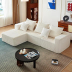 102" Sectional Couches for Living Room,Boneless Cloud Couch,L-Shaped Sofa with Oversized Deep Seat,Comfy Couch for Bedroom,Compressed Sofa in a Box,No Assembly Required(Corduroy,Beige)