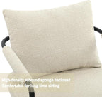 Accent Chairs Set of 2 for Living Room, Mid Century Modern Upholstered Reading Armchairs for Bedroom, Office, with Comfy Chenille Cushion & Metal Frame, Beige Cream