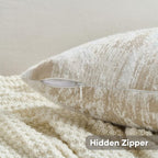 FUTEI Brown White Decorative Throw Pillow Covers 22x22 Inch Set of 2,Soft Faux Cashmere Jacquard - Textured & Cozy Cushion Case,Modern Home Decor for Couch Bed Living Room