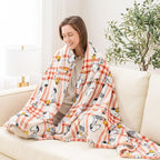 Berkshire Blanket Peanuts VelvetLoft Cute Character Snoopy Plush Throw Blanket,Peanuts Snoopy and Woodstock Wood Holiday Plaid,Throw 55 in x 70 in (Official Peanuts® Product)