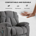 Large Power Lift Recliner Chair with Massage and Heat for Elderly, Wide Padded Recliner with 2 Cup Holders, Side Pocket & USB Charger(1, Dark Gray)