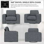 360 Degree Rotation Swivel Accent Sofa Chairs, 36'' Width Oversized Armchairs 1 pcs Linen Living Room-Dark Gray