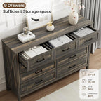 LYNSOM Farmhouse 9 Drawer Dresser for Bedroom, 55 Inch Wide Wood Rustic Chest of Drawers with X-Marking & Bar Handle, Large Storage Dressers Organizer for Bedroom, Living Room, Dark Rustic Oak