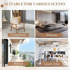 Westice Accent Chair 1PC, Mid-Century Modern Living Room Chairs with Solid Wood Frame & Soft Thicken Cushion, Upholstered Reading Arm Chair for Bedroom, Balcony, Beige Linen Fabric & Natural Legs