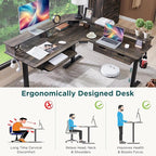 RedLemon 60 Inches L Shaped Electric Standing Desk,Height Adjustable Corner Gaming Desk with Drawers, Keyboard Tray, Power Outlets & LED Lights, Computer Desk with Monitor Shelf, Dark Rustic Oak