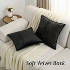 FUTEI Black Chenille Throw Pillow Covers 18x18 Inch Set of 2,Soft Cozy Bound Edge Design Cushion Case,Home Decor for Couch Bed Living Room