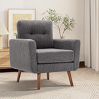 Tbfit Accent Chair, Reading Chair for Living Room & Bedroom, Mid Century Modern Arm Chair, Button Tufted Upholstered Accent Chairs Sofa with Solid Wood Frame (Stone Grey)