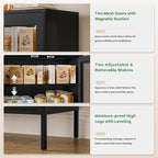 Bathroom Floor Storage Cabinet,40" H Metal Locker, Small Black Cabinets with 2 Adjustable Shelves & 4 Doors,Freestanding Sideboard,Pantry Food Cabinet for Hallway,Home Office, Kitchen
