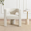 KINWELL 28" W Modern Boucle Accent Chair, Mid Century Upholstered Square Armchair, No Assembly Single Sofa Side Chair for Living Room Lounge Bedroom (Cream)