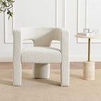 KINWELL 28" W Modern Boucle Accent Chair, Mid Century Upholstered Square Armchair, No Assembly Single Sofa Side Chair for Living Room Lounge Bedroom (Cream)
