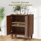ORRD Fluted Storage Cabinet, Modern Credenza Wooden Accent Sideboard Buffet Cabinet with Adjustable Shelves and Solid Wood Legs, Console Table for Kitchen Dining Living Room Entryway, Walnut