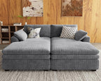 Belffin Large Modular Sectional Sofa with Deep Chaise, 73.6" Corduroy L Shaped Couch with 9" Soft Dual-Layer Seats Cushion for Living Room, Apartment, Light Grey