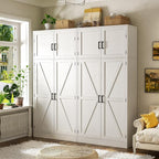 Unikito 71” Tall Storage Cabinet, Farmhouse Kitchen Pantry Cabinet with Adjustable Shelves and Barn Doors, Large Bathroom Storage Cabinet, Storage Cupboard for Dinning, Living Room, Office, 2 Pack