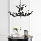 JONATHAN Y JYL6300C Eldora 30" Adjustable Resin Antler 5-Light LED Chandelier, Glam, Rustic,Cottage,Transitional, Dimmable Dining Room, Living Room, Kitchen, Foyer, Bedroom, Black
