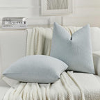 FUTEI Dusty Blue Chenille Decorative Throw Pillow Covers 26x26 Inch Set of 2,Soft Cozy Faux Linen Textured Euro Pillow Shams,Farmhouse Home Decor for Couch Living Room