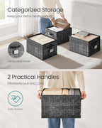 SONGMICS Storage Cubes, 15.7 x 11.8 x 9.5 Inches Non-Woven Fabric Bins with Double Handles, Set of 3, Closet Organizers for Shelves, Foldable, for Clothes, Ink Black UROB440B01