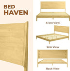 Acacia Haven King Size Bed Frame and Headboard, King Size Platform Bed Frame Scandinavian Wood Bed Compatible with All Mattress Types, No Box Spring Needed, 800lbs Wood Slats Support, Oak