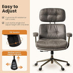 Home Office Desk Chair, Mid-Century Modern Office Chair with Adjustable Lumbar Support, Thickened Cushion Executive Desk Chair with 360 Rolling Swivel for Meeting Game Study Room(Dark Grey)