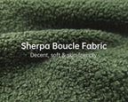 Morden Fort Modern Cloud Couch - 3 Seater Sherpa Boucle Sofa with Wood Legs, Ultra-Thick High Resilience Cushion with 3 Matching Pillows Upholstered Comfy Couch Sofa for Living Room - Forest Green