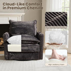 98" Modular Sectional Sofa Set with Swivel Chair, Modern Cloud Couch Plush Corduroy 3 Seater Deep Seat Sofas with Accent Armchair for Living Room Small Space, Gray