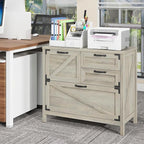 Lateral File Cabinet with 4 Drawers, Farmhouse File Cabinet for Letter/Legal/A4 Size Hanging Files, Large Wood File Storage Cabinets Printer Stand for Home Office Cabinets, Rustic Grey