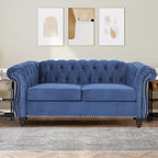 2 Piece Living Room Furniture Set, Velvet Loveseat and Chair Set, Mid Century Modern Upholstered Sofa Couch with Cushions, Comfy Tufted Chesterfield Couches for Living Room, Bedroom, Office