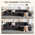 Apicizon 113" Sectional Sofa Couch for Living Room, 3 Seat Boneless Sofa with Chaise Longue, L-Shape Modular Sectional Couches with Deep Seat for Apartment，No Assembly Required (Stripe Corduroy Gray)