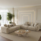 Oversized Modular Sectional Sofa with Ottomans,5 Seater Corduroy V Shaped Reversible Corner Couch,141.73" Convertible Sofa & Couch Free Combination for Living Rooom,Beige