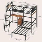 Bunk Bed Twin Over Twin, Industrial Heavy Duty Metal Bed with LED Lights & Charging Sation, bunk beds for Kids, School, Bedroom, Safety Guardrail and Ladder