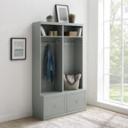 Crosley Furniture Harper 2-Piece Hall Tree Entryway Set with Storage Bench and Coat Rack Hooks for Hanging, Gray