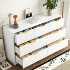 3-Piece Modern Bedroom Furniture Set, Wide 7-Drawer Dresser & 2-Drawer Nightstands Set of 2, Natural Wood Dresser and Nightstand Sets for Bedroom, Hallway, White