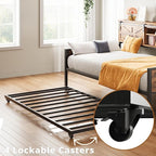 LIKIMIO Daybed with Trundle Bed, Sofa Bed Twin with Charging Station, with Storage Headboard & Strong Support, for Living Room, Bedroom and Guest Room, Industrial Brown