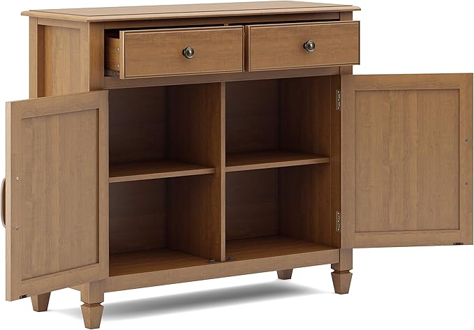 SIMPLIHOME Connaught 40-inch Wide Solid Wood Storage Cabinet in Light Golden Brown for Entryway, Living Room , Organizer for Hats, Gloves, Shoes, Keys, Slim Design, Traditional Style