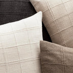 Foindtower Set of 2 Decorative Linen Check Throw Pillow Covers Neutral Farmhouse Vintage Cushion Covers Modern Boho Home Decor for Sofa Chair Couch Bedroom Living Room,26×26 Inch,Charcoal