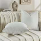 FUTEI Cream White Chenille Throw Pillow Covers 26x26 Inch Set of 2,Soft Wide Chevron Textured Euro Pillow Shams,Farmhouse Home Decor for Couch Bed Living Room