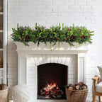 2PCS Christmas Artificial Pine Needles Branches Table Decor with Red Berry Pine Cones Greenery Stems Christmas Artificial Greenery Floral Arrangements for Garland Wreath