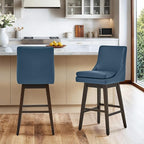 CHITA Bar Height Swivel Barstool with Back Set of 2, FSC Certified Upholstered Bar Stool, 30.7" H Seat Height, PU Leather in Dark Blue