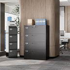 Lateral Filing Cabinet,4 Drawer File Cabinet with Lock,Office Lateral File Cabinets for Legal/Letter A4 Size,Require Assembly, Black