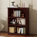 43 in Tall Bookcase, 3-Tier Bookshelf Open Storage, 33 inch Wide Floor Standing Indoor Furniture, Book Cases for Home School Library Office Bedroom Kids, Mahogany 3 Tiers