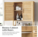 SONGMICS Over The Toilet Storage Cabinet, Bathroom Cabinet with Adjustable Inside Shelf and Bottom Stabilizer Bar, Space-Saving Toilet Rack, Natural Beige UBTS010N01
