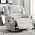 INZOY Recliner Chair, Heavy Duty Manual Reclining Sofa Single Lounge Sofa for Living Room, Home Theater Seating, White