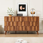 9 Drawer Dresser, Modern Fluted Storage Dresser with Deep Drawers and Metal Handles, Wood Chest of Drawers Storage Organizer for Bedroom, Living Room, Hallway (Walnut)