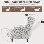 UIXE Pushback Floral Recliner Chairs Set of 2, Fabric Upholstered Armchair Push Back Accent Chair for Living Room, Rivet Trim Club Chair Home Theater Single Sofa Bedroom Side Reading Seat - Bird