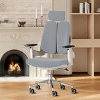 Ergonomic Office Chair Desk Chair Dual-backrest Computer Chair with Flexible Lumbar Support and Adjustable Height, 500lbs Extra Wide Seat with Wheels, for Home & Office Use Grey