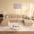 138" Boneless Couch with Deep Seat, Modular Sectional Sofa, Cloud Sectional Couch for Living Room, No Assembly Required, Corduroy, U-Shape 4 Seater Right, Camel