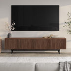 Henn&Hart Rectangular TV Stand for TV's up to 85" in Satin Walnut, for Home, Living Room, Bedroom, Entertainment Room, Office