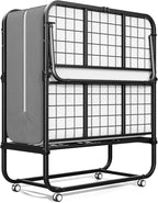 INTERGREAT Folding Bed, 75" x 31"Cot Size Portable Folding Beds for Adults, Metal Foldable Bed on Wheels for Guest, Space Saving Roll Away Beds for Easy Storage