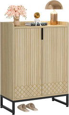 Tribesigns Shoe Cabinet with Doors,Natural 5 Tiers Shoe Storage Cabinet for Entryway, 25 Pairs Wooden Shoe Rack Cabinet, Modern Shoe Organizer Storage for Living Room, Bedroom, Hallway, Closet