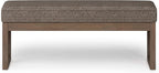 SIMPLIHOME Milltown 45 inch Wide Contemporary Rectangle Large Ottoman Bench in Mink Brown Tweed Look Fabric, Assembled, for the Living Room and Bedroom